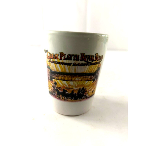 The Great Platter River Road Shot Glass - Picture 1 of 7